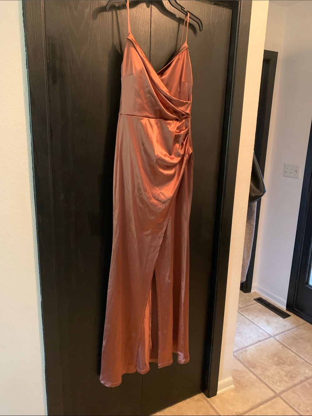 Windsor Satin Slip Dress in Copper Rust